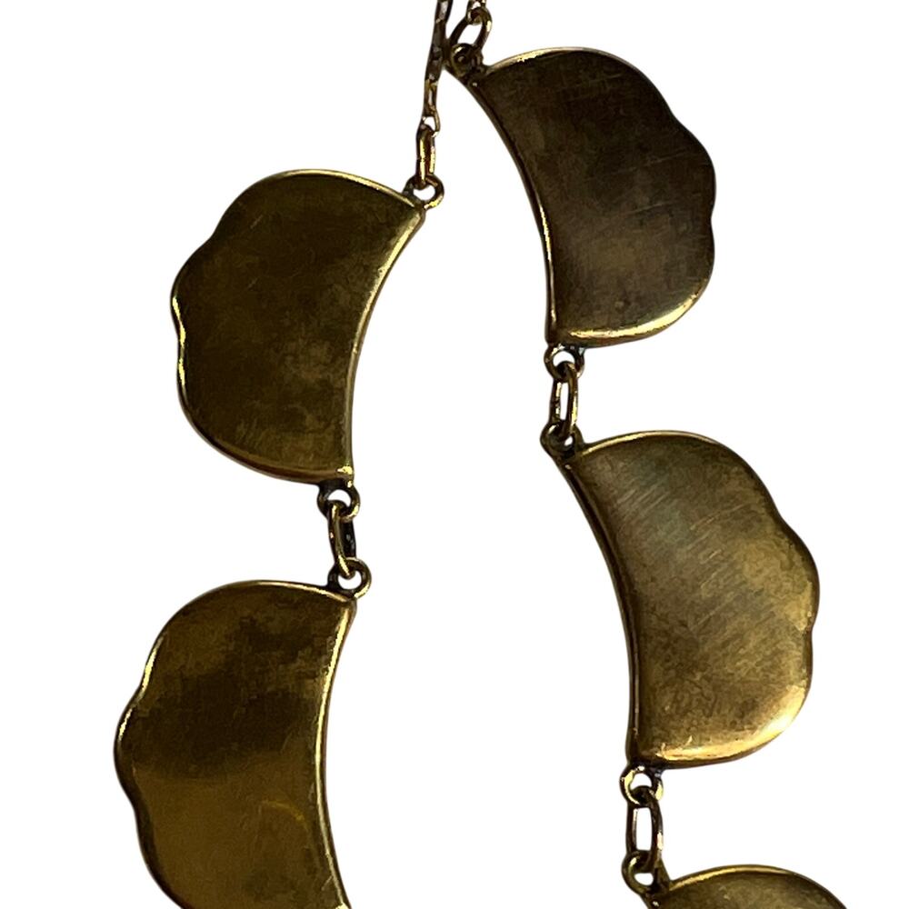 Vintage Japanese Damascene Landscape Fan Bib Statement Necklace Made In Japan - Picture 12 of 14